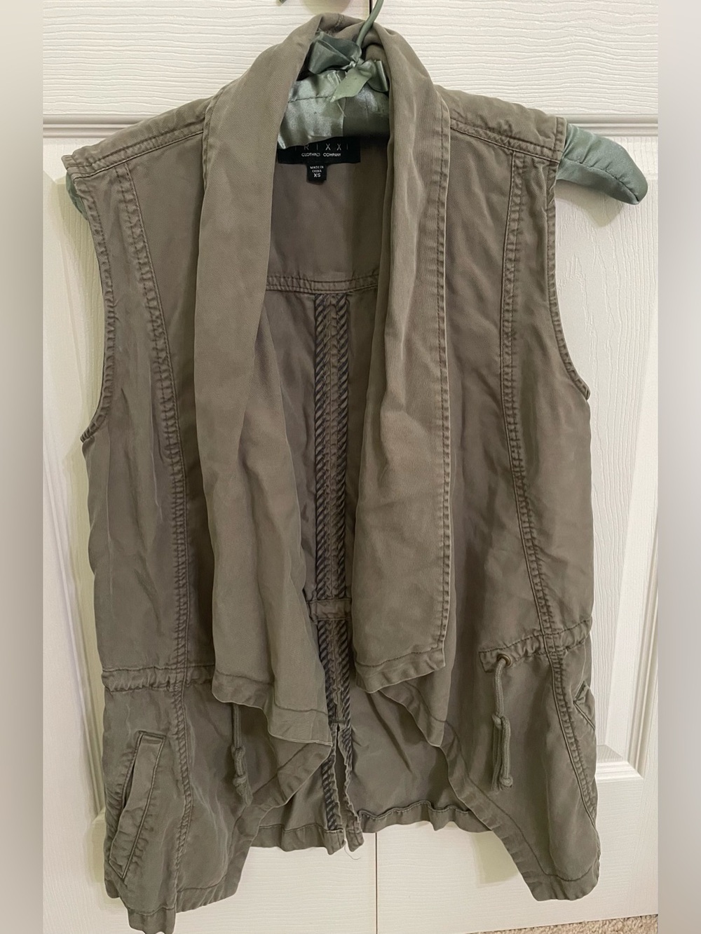 Trixxi Olive Draped Utility Vest